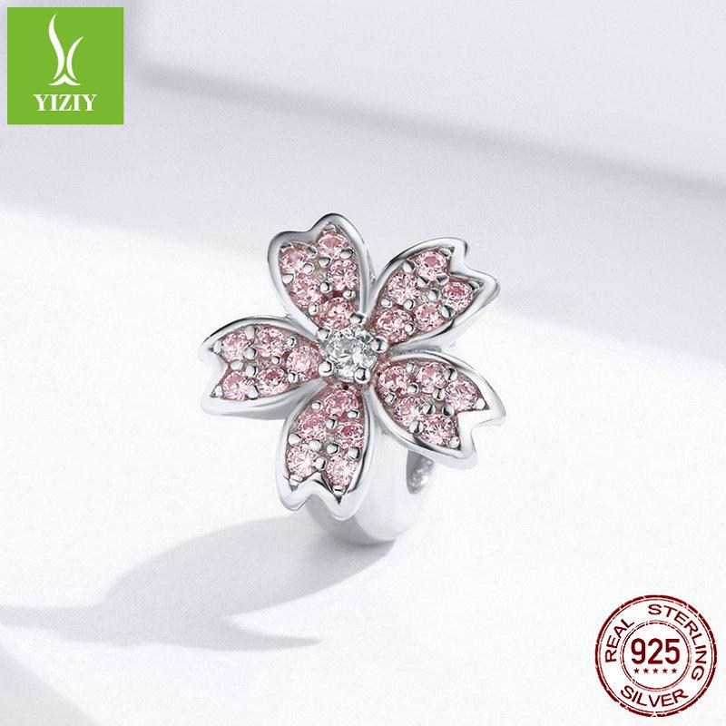 Yinziyun Cherry Blossom Silicone S925 Silver Beads for DIY Fashion Bracelets (SCC1291)