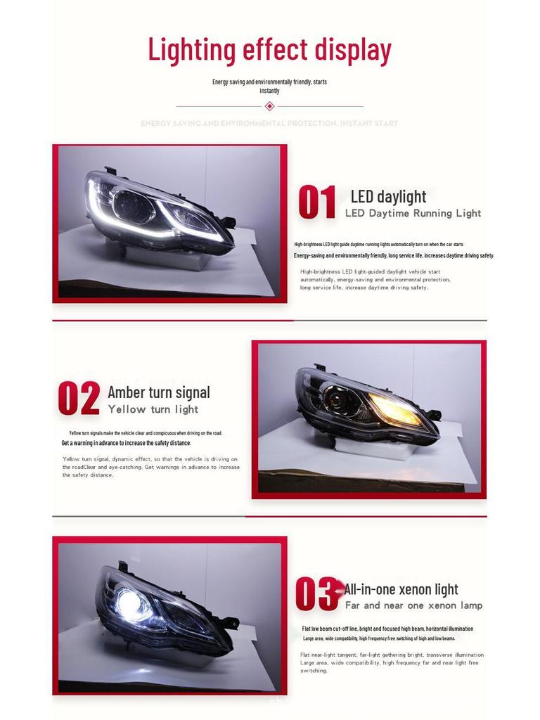 High-End LED DRL Bi-Xenon Projector Headlights for Cavalier 16-19 Modification