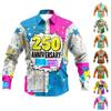 Camisas de Manga Comprida para Homens do 250º Aniversário dos EUA 1776-2026 Camisas com Bandeira Americana