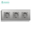 Bseed Triple EU Russia Standard Wall Power Socket Crystal Glass Panel White Grey Black Glod 110-240V Electrical Plug