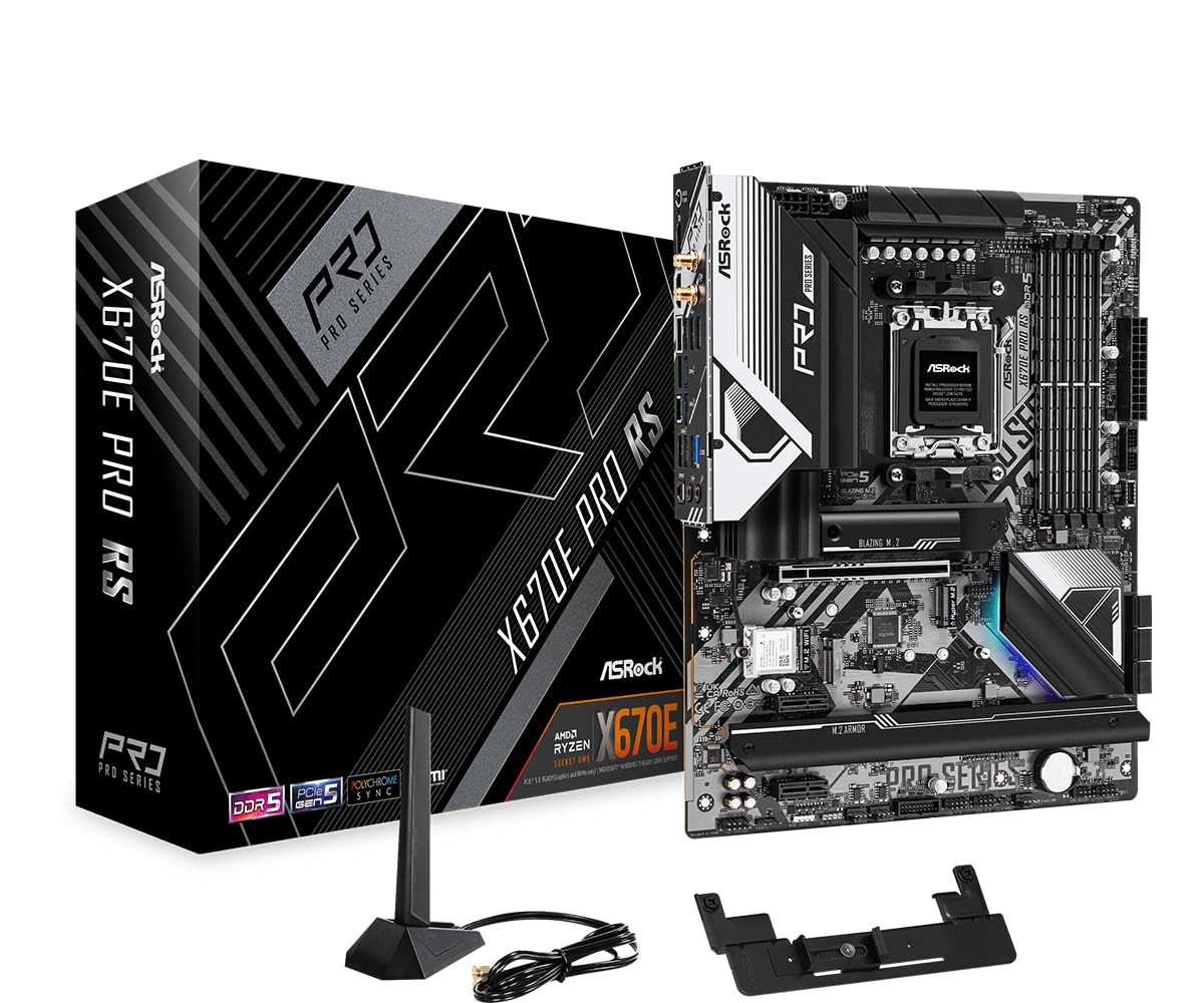 

Материнська плата ASRock X670E Pro RS Серія AMD Ryzen 7000 CPU сумісна з материнською платою X670E ATX Авторизований дистриб’ютор (Розетка AM5) [Вітчизняний продукт]
