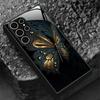 Black Gold Butterfly Pattern Glass Phone Case Suitable for Samsung Galaxy S26 S25 S24 S23 S22 S21 S20 FE/Ultra/Plus Anti Drop