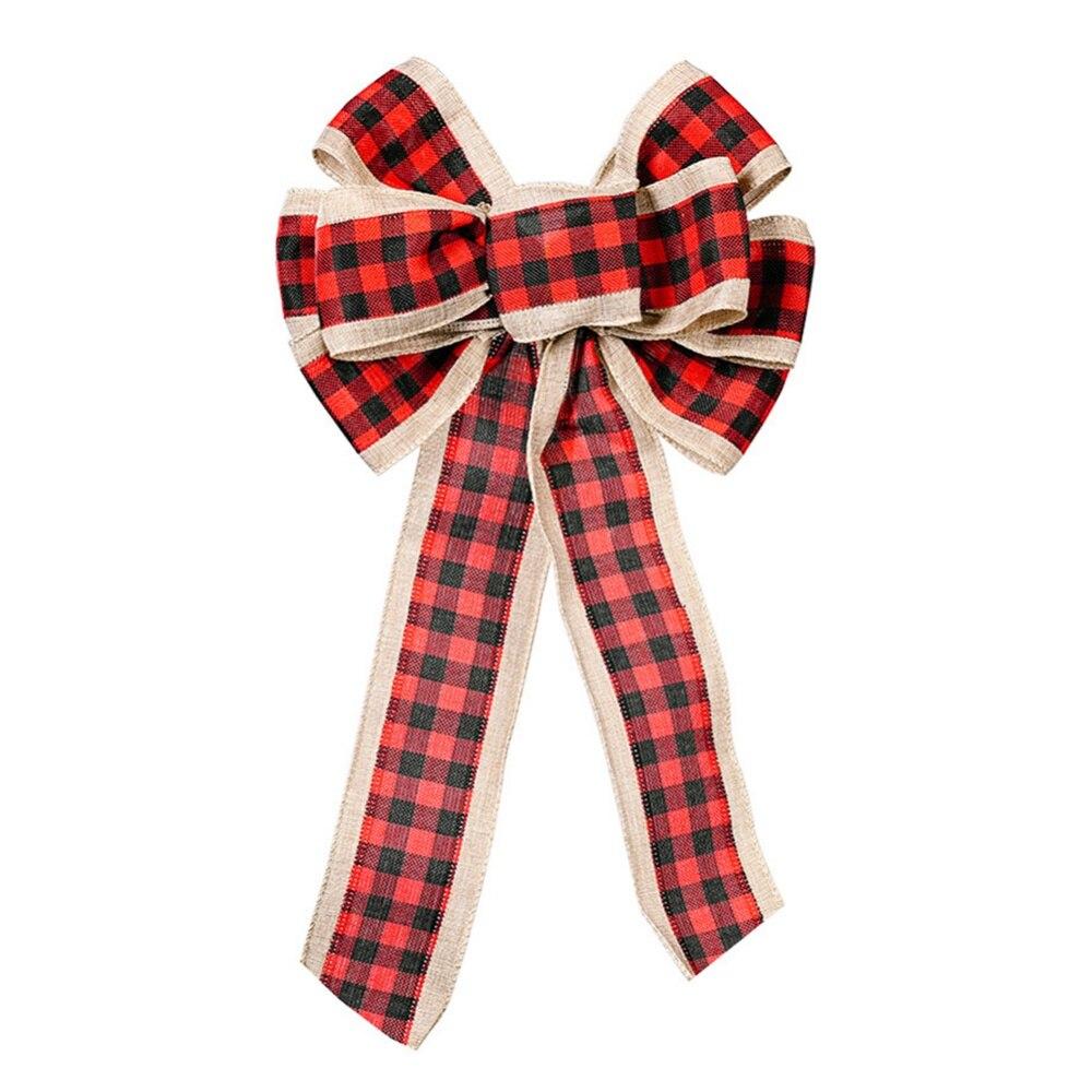 Christmas Decoration Lattice Three-Color Ribbon Bow Christmas Ornaments Xmas Tree Decoration