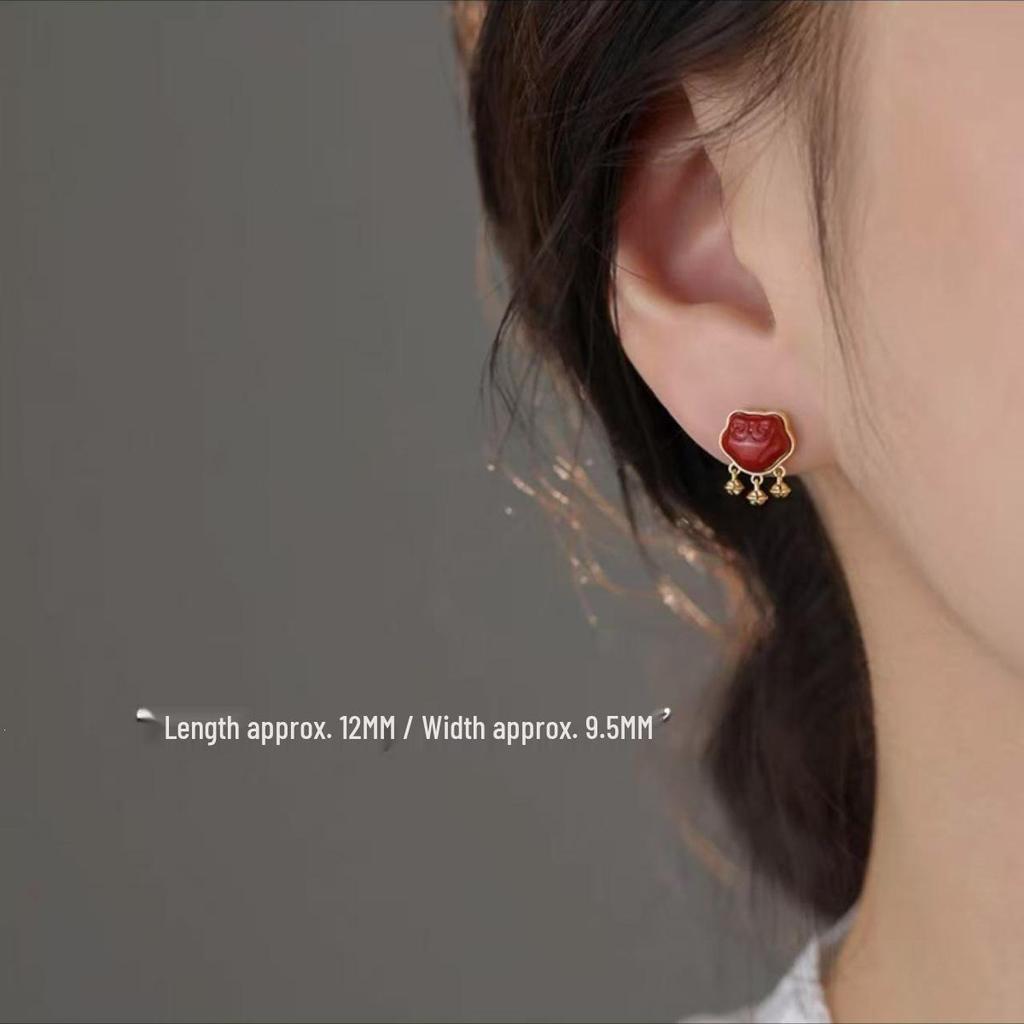 925 Sterling Silver Red Snake Year Earrings: Secure Stud Design for Women, 2025 Zodiac-Inspired High-End Jewelry