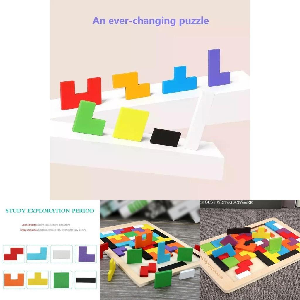 Fesselndes buntes Holz-Tetris Lernspielzeug für Kinder im Alter von 3 bis 8 Jahren