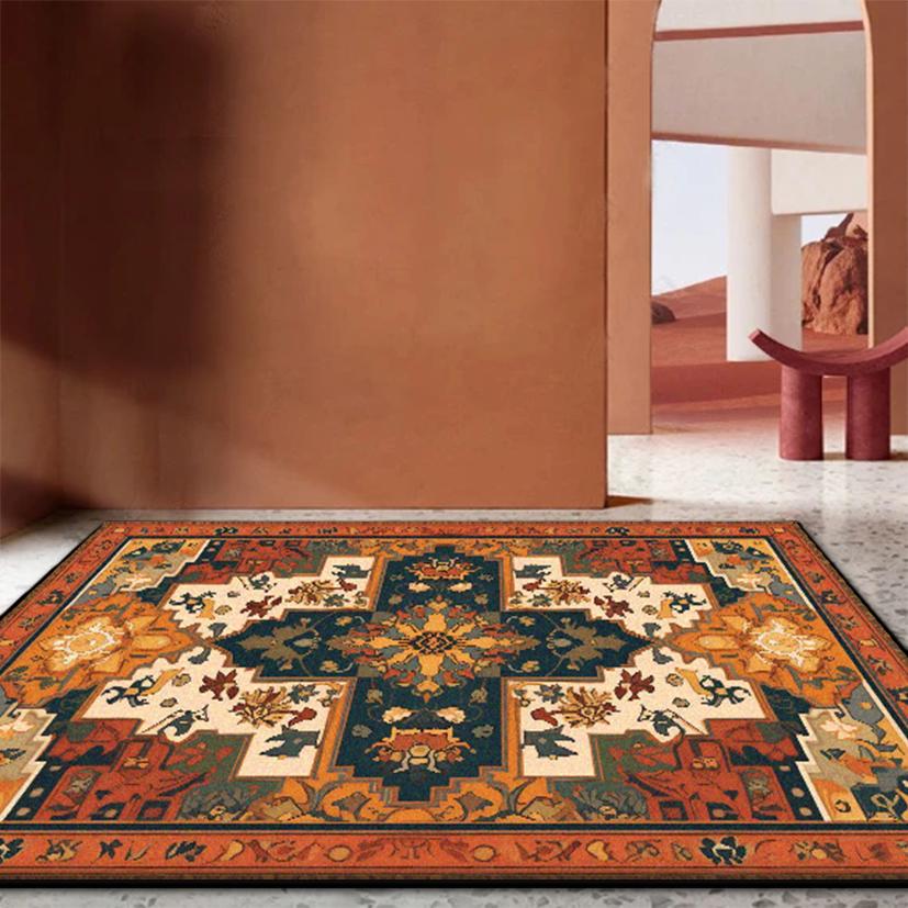 Persian Retro Rugs for Living Room Luxury Decoration Home Sofa Non-slip Foldable Carpet Bedroom Bedside Washable Plush Floor Mat
