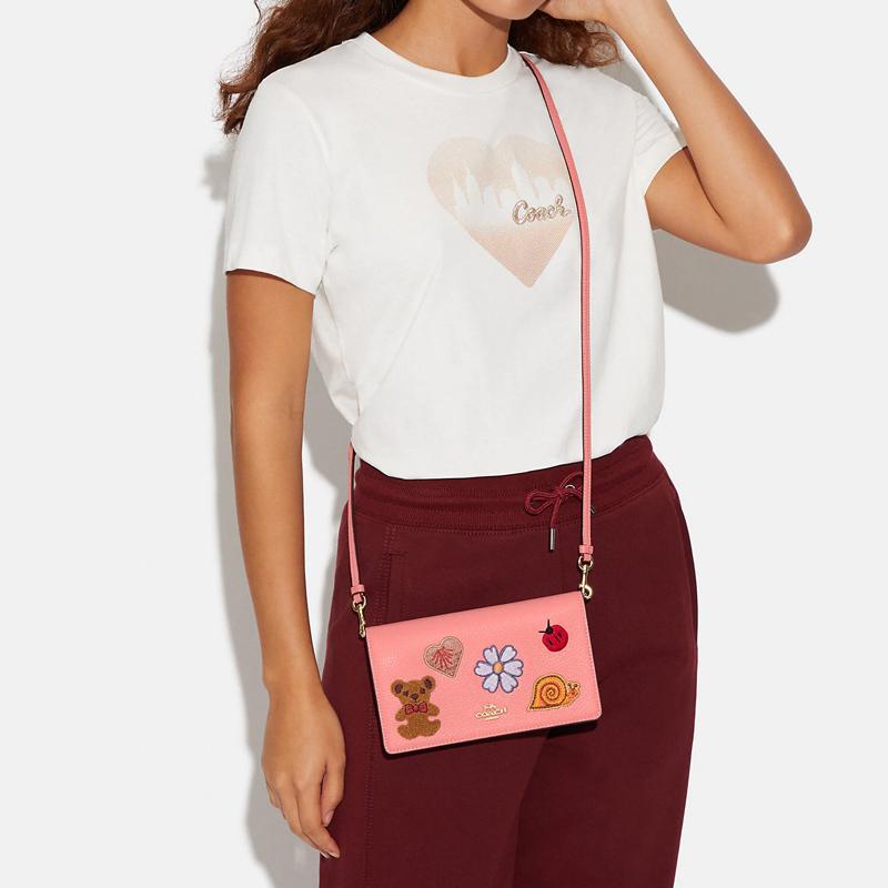 New COACH Anna Refined Pebble Leather Small Square Bag Shoulder Bag, Crossbody Bag Trumpets Women's Candy Pink CC469-IMS5K