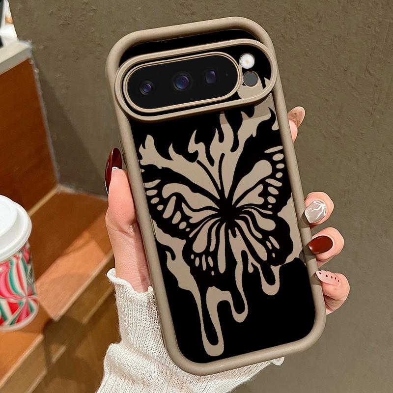 Flame Butterfly Print TPU Shockproof Case For Google Pixel 9 Pro XL 8 Pro 8A Soft Lens Protection Matte Phone Cover