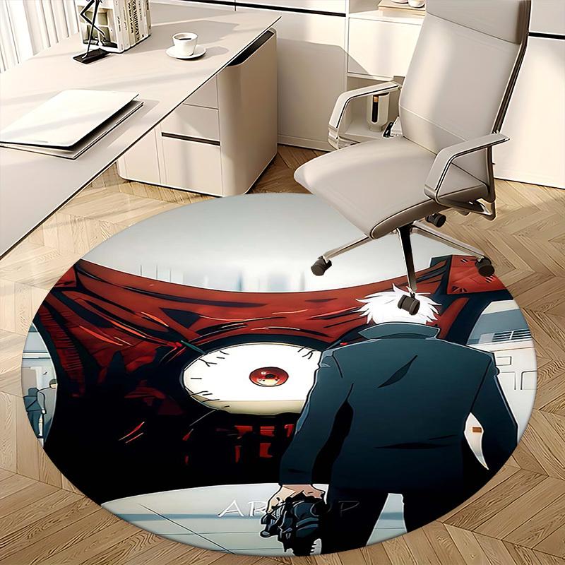 1pc Anime Design Round Carpet - Tokyo Ghoul Theme Chair Mat for Office, Home Decor, Living Room