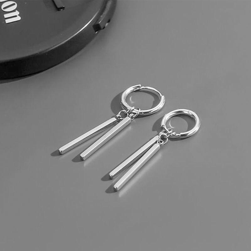 Fashion Punk Pop Earrings Square Bar Pendant Unisex Hoop Earring For Man Wome Minimalist Jewelry