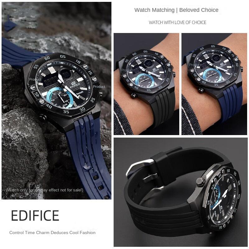 Replacement Silicone Watch Band For Casio ECB-10YP ECB-10YPB ECB-950 Edifice Series Rubber Strap Men's Watch Bracelet 20mm
