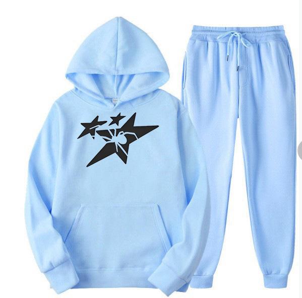 Direct supply Printed hooded sweater sweatpants set Loose casual men's sweater set Manufacturers have a large number of spot