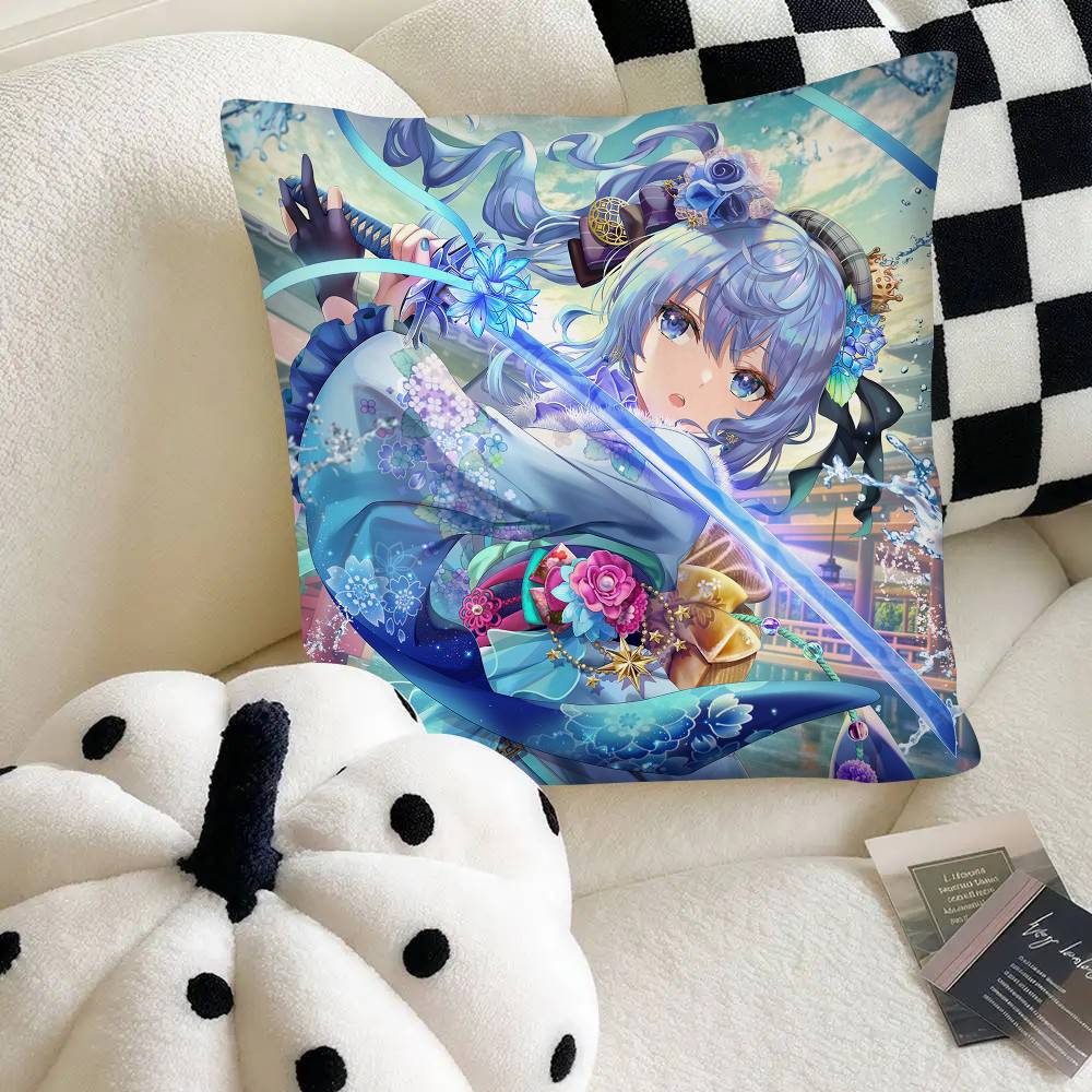 Anime Virtual Girl Hoshimachi Suisei Pillow Case Fashion Square Pillowcase Bedroom Sofa Room Ins Decoration Leisure