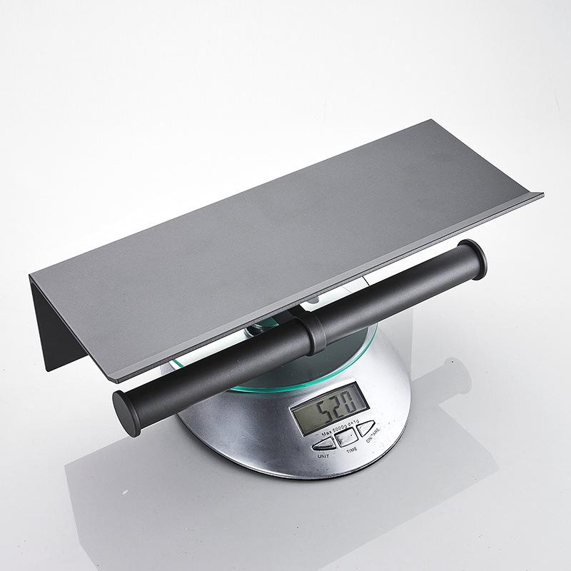 Gray/Black Aluminum Bathroom Paper Towel Holder Toilet Roll Paper Wall Mount Phone Holder Shelf Towel Roll Shelf Accessories