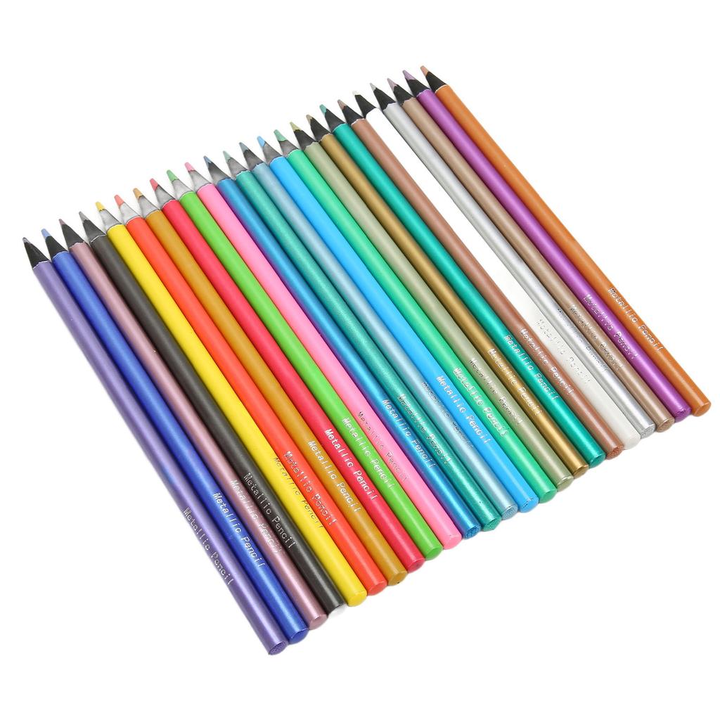 24pcs Colored Pencils 24 Color Metallic Wooden Barrel Coloring Pencils for Doodling Handbook Drawing