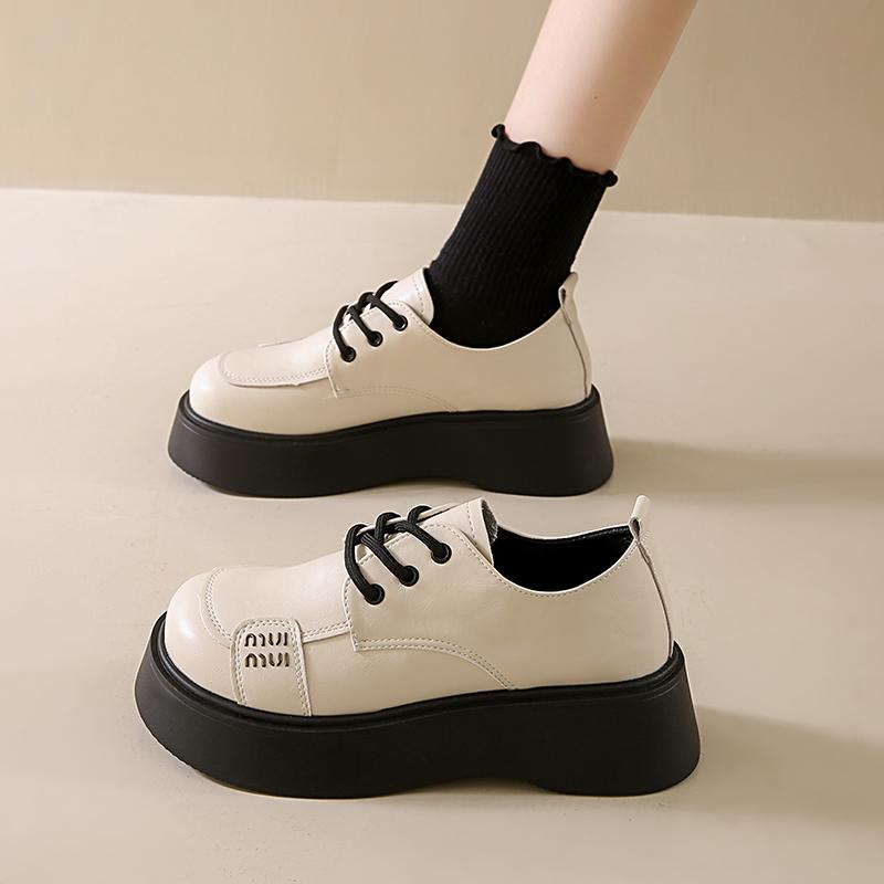 

Модные CRLAYDK Винтажные Женские Массивные Туфли-Лоферы Пенни Повседневные Кожаные Белые Модные Офисные Рабочие Удобные На Шнуровке Женские Туфли 40