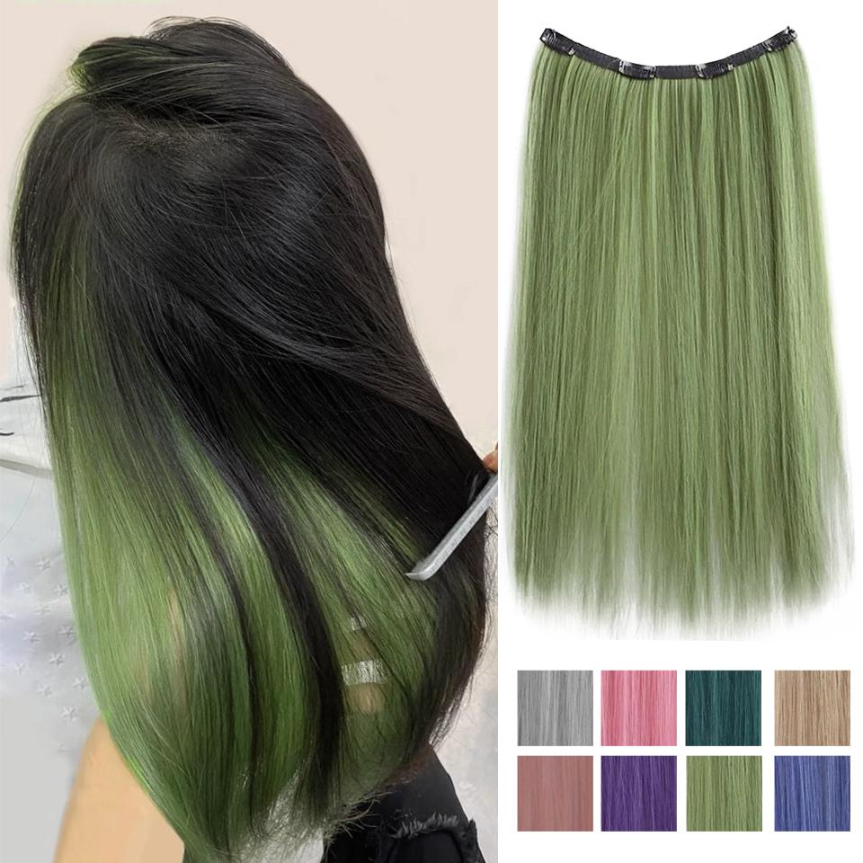 

WTB цветной парик из синтетических волос женский цельный парик для увеличения количества волос Highlight BB Clip Style цветной прямой парик из синтетических волос 50CM