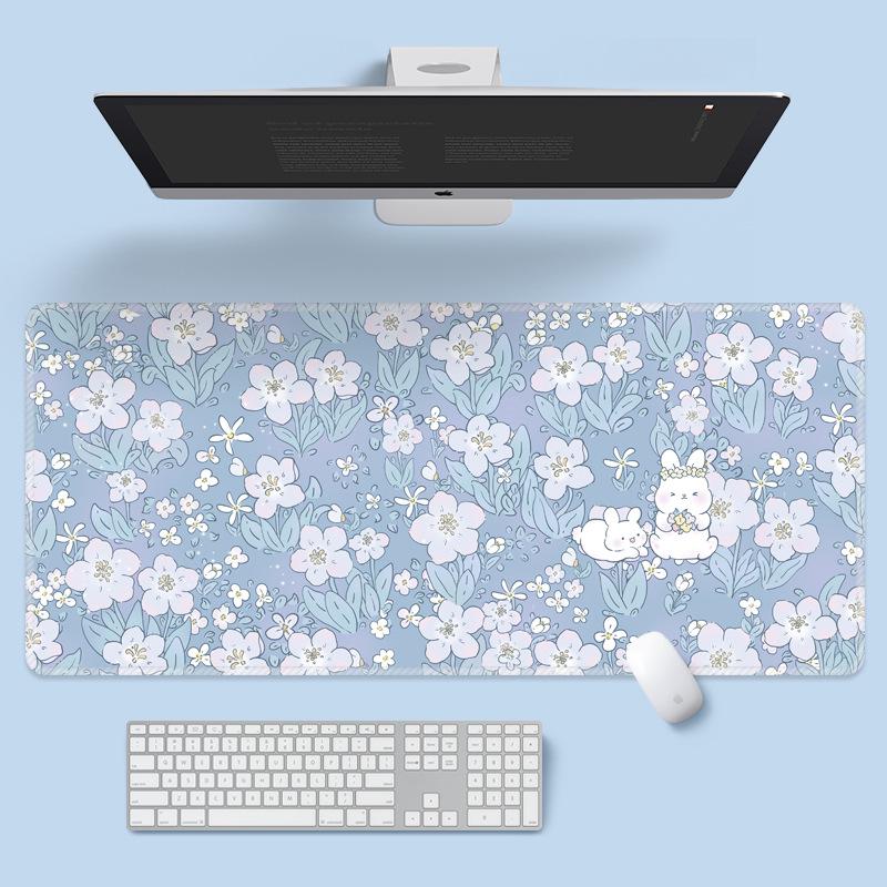 Extra velká kreslená květinová podložka pod myš - Roztomilá podložka na stůl pro notebook a klávesnici