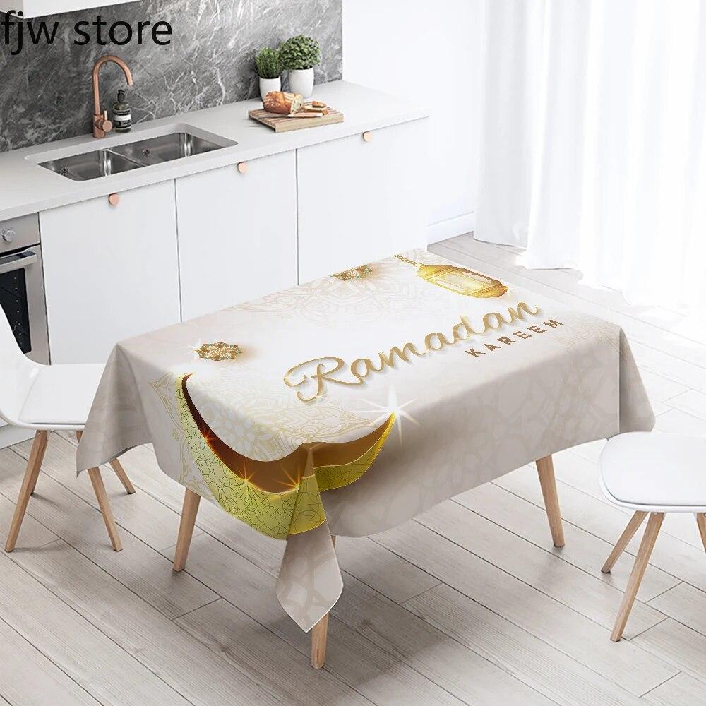 Ramadan Kareem Decorative Tablecloth Islamic Muslim Mosque Ramadan Mubarak Decorative Tablecloth Home Decoration Anti-fouling