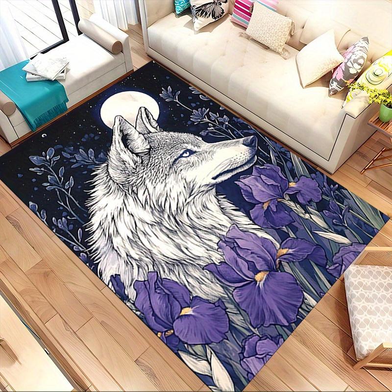 1pc Wolf Moon Themed Rug for Home Decor, Non-slip Office Carpet, Chair mat, Outdoor Mat, Christmas and Halloween gifts-0731128