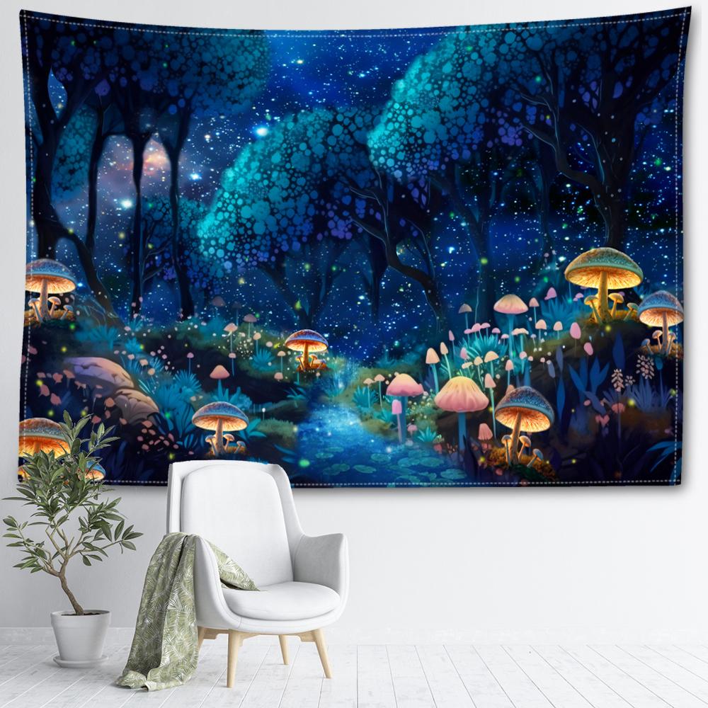 After Rain Mushroom Forest Tapestry Wall Hanging Bohemian Abstract And Minimalist Modern Style Living Room Bedroom Home Decor