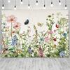 1Pc Vibrant Floral and Plant Background Decoration - Durable Polyester Photo Prop for Unforgettable Parties