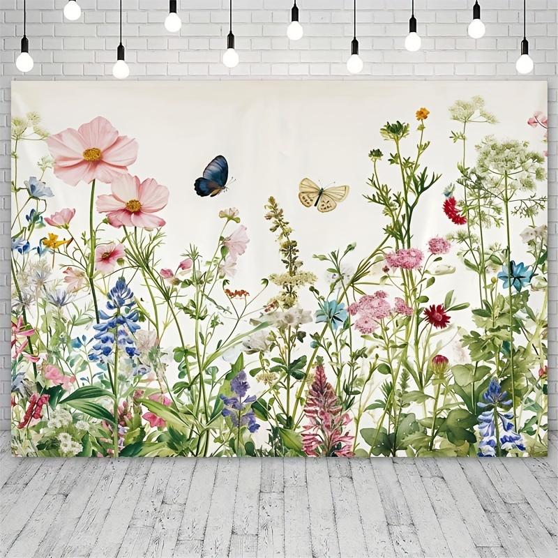 1Pc Vibrant Floral and Plant Background Decoration - Durable Polyester Photo Prop for Unforgettable Parties