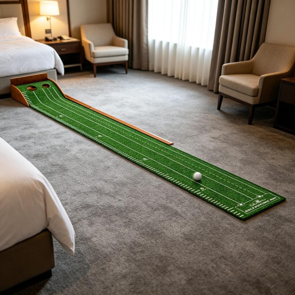 Golf Putting Mat with Ball Return Alignment Lines for Golfers