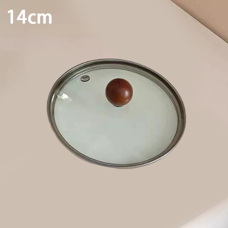 17Cm/14Cm Stainless Steel Cooking Pans With Wooden Handle & Glass Lid - Multi-Purpose Small Pots For Noodles And Eggs