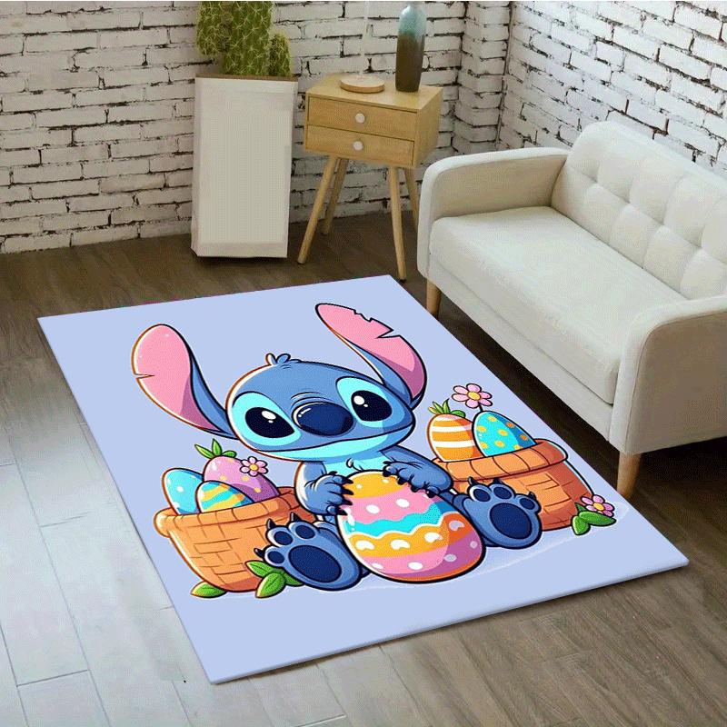 1pc Cute Stitch Pattern Area Rug Soft Flannel Floor Mat for Living Room,Office,Bedroom and Carpet,Sofa Coffee Table Floor Mat