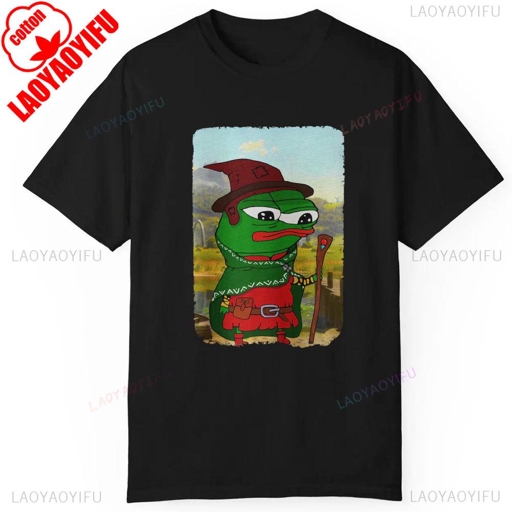 Wizard Pepe The Frog Fren Magic Meme Funny Gaming Culture RPG Gamer Humor Graphic Role Playing Tees Unisex Summer Cotton Tshirt