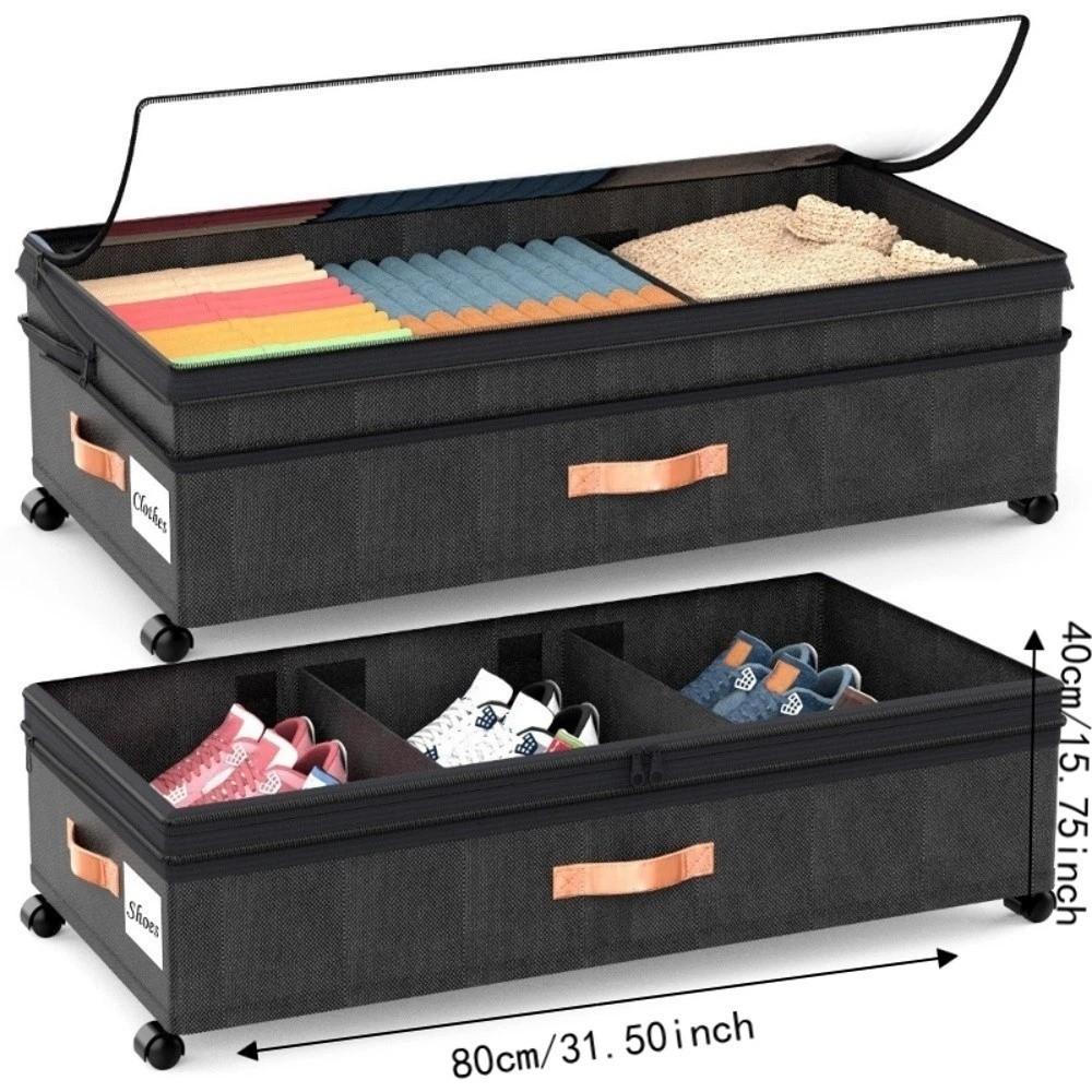 Stackable Rollable Storage Box Adjustable Closet Organizer Underbed Drawer with Wheels  Bedroom