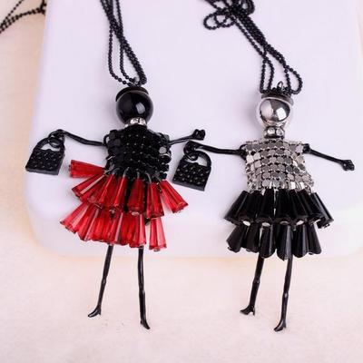 Etnische Stijl Kristal Plak Pop Ketting Truiketting
