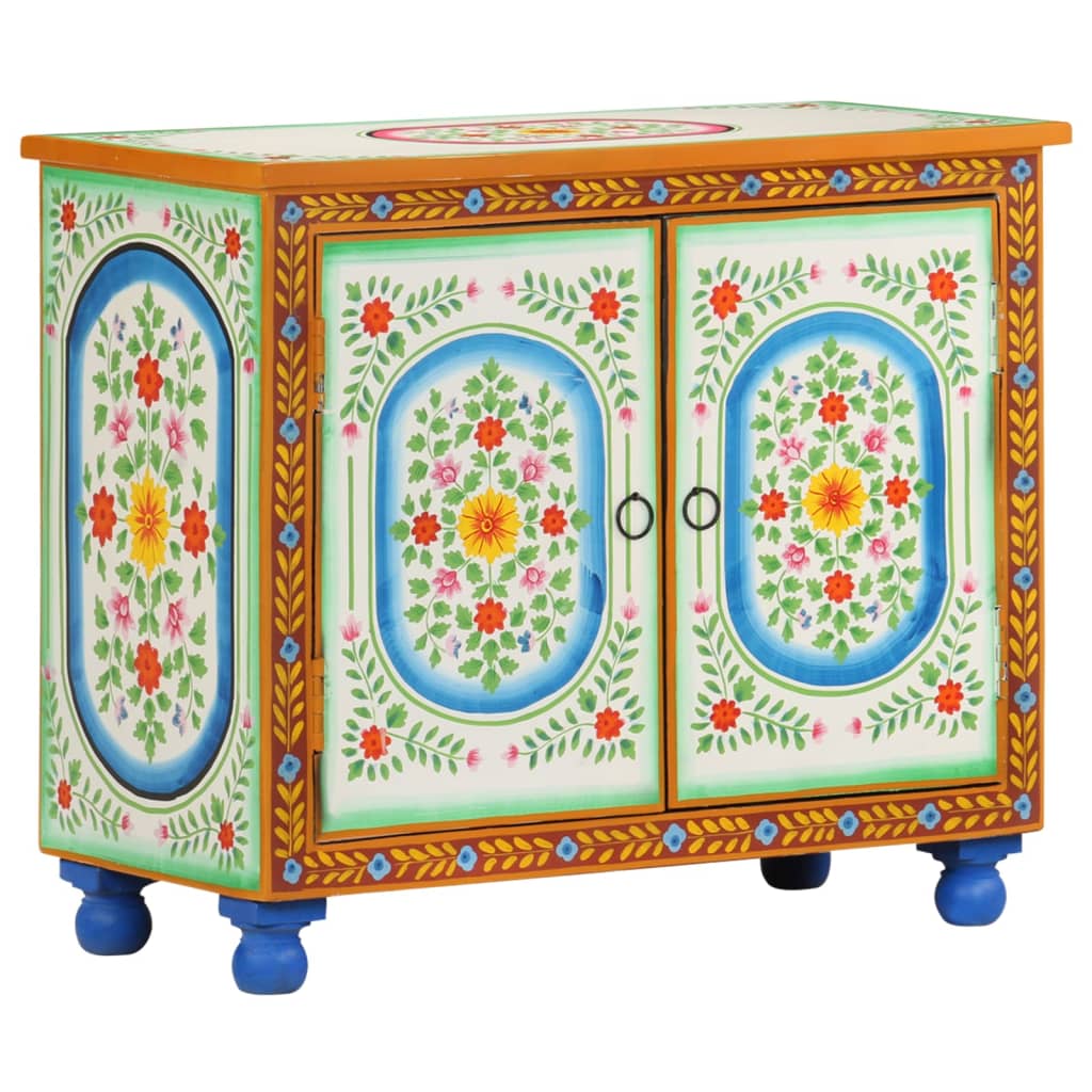 Sideboard Hand Painted 70 X 35 X 60 Cm Solid Mango Wood