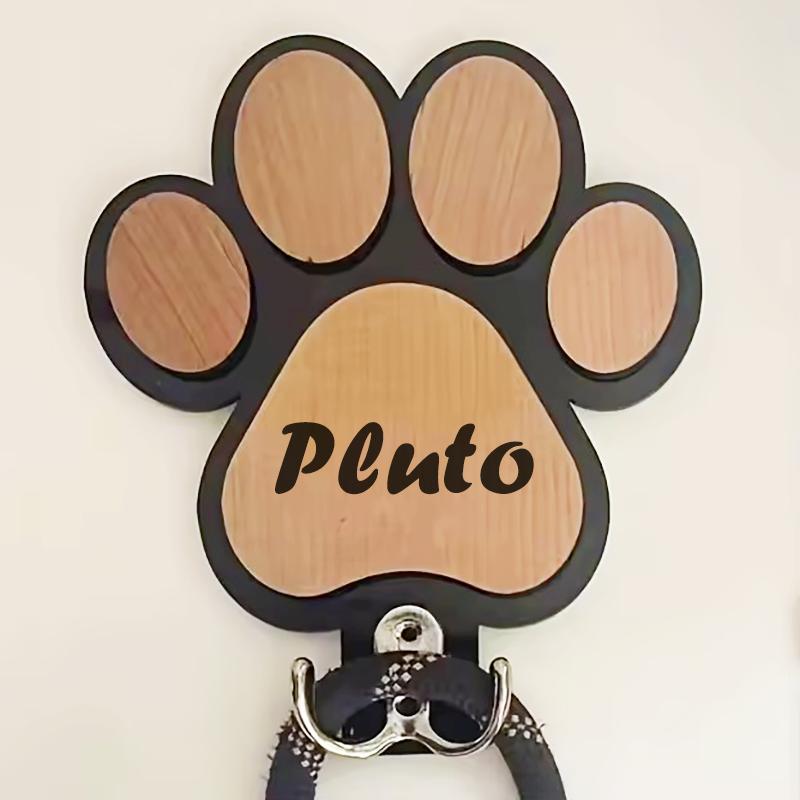 Custom Name Logo Wooden Paw Print Hooks Personalized Pet Shop Wall Decor Dog Leash Coat Hanger Creative For Home Organization