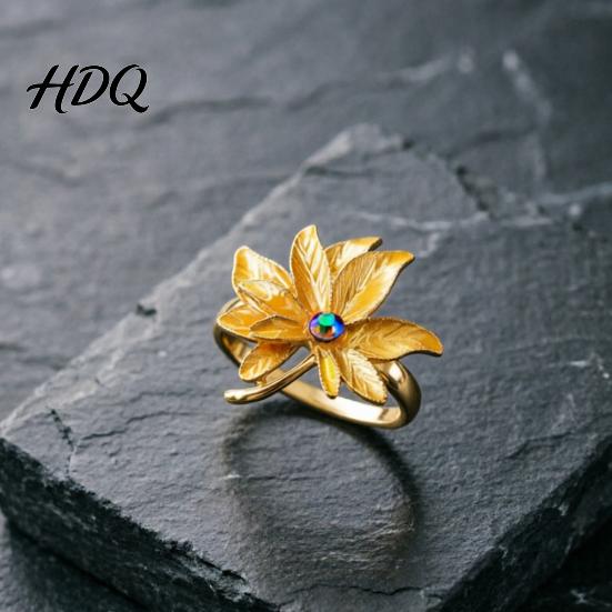 Metal Napkin Ring 5Pcs Rings Maple Leaf Design Holders Waterproof Rhinestone Anti-Oxidation