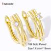 18K Gold Plated Brass Inlaid Zircon Earwires Fixtures,Hollow Shvenzy Earring Hooks Clasps For DIY Earring Making Findings