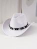 Punk belt decoration western cowboy hat retro European and American style autumn and winter hat party top hat women's British hat