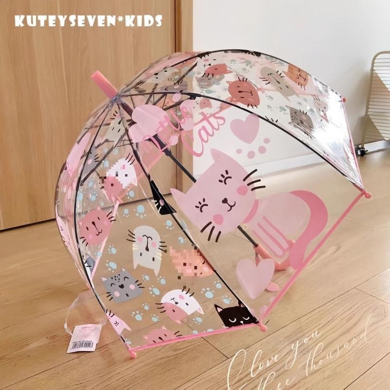 Ombrello Trasparente Manico Lungo Unicorno per Bambini - Carino Design Cartoon per l'Asilo