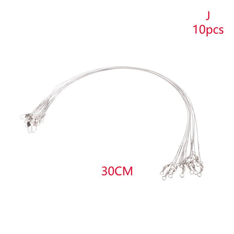 10Pcs 10/15/20/25/30Cm Anti-Bite Steel Wire Leash Lure Fishhook Line Trace Wire Leader With Swivel Fishing Lure Accessories