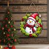 Family Christmas Home Decor Wooden Hanging Pendant, Snowman/Santa Claus/Gnome Ornament with Decorative Craft Pieces Hemp Rope for Indoor Outdoor