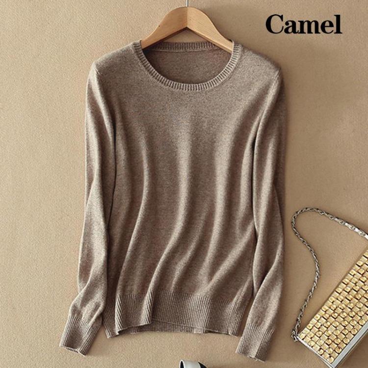 Cozy Cashmere Fuzzy Pullover Sweater Crew Fit Women Slim Knitted Neck Wool Black Red