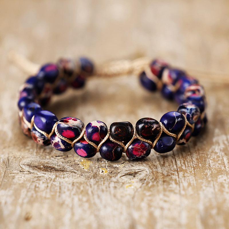 Natural Stone Emperor Stone Beaded Handwoven Friendship Lover Bracelet Bohemian Bracelet Jewelry