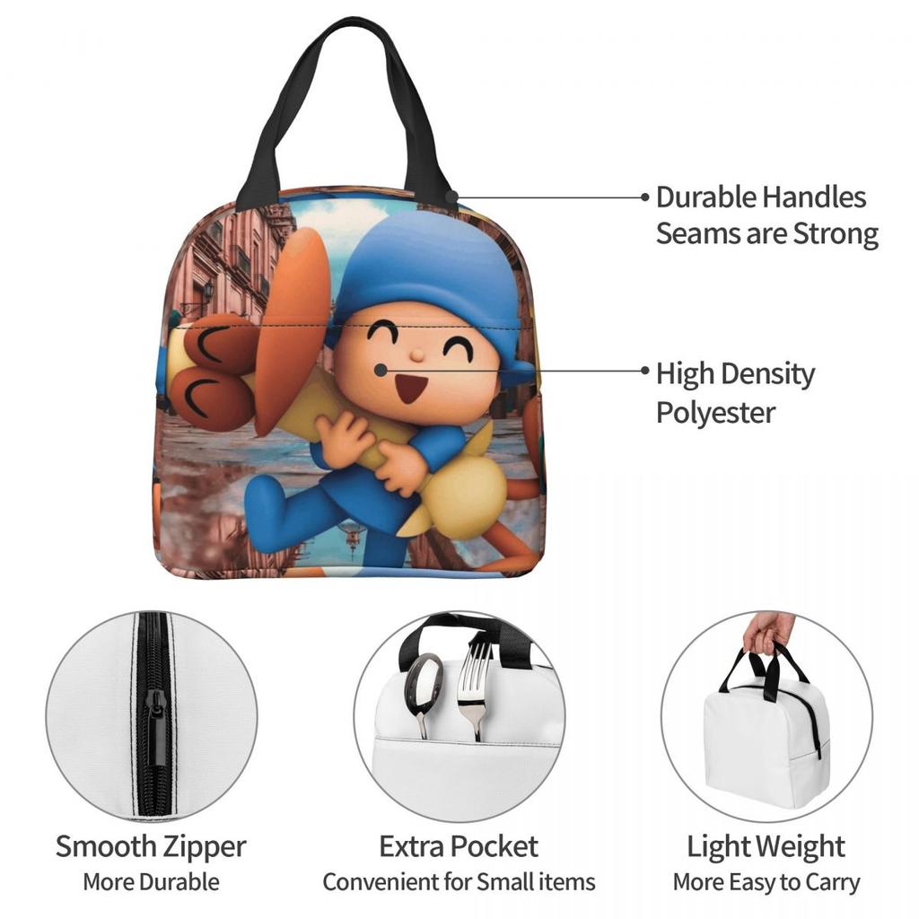 Pocoyoes Cartoon Comdy Accessories Insulated Lunch Bag For School Food Box Portable Thermal Cooler Lunch Boxes
