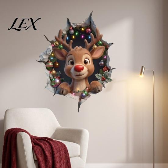 3D Holiday Wall Art Christmas Stickers, Decals for Living Room Bedroom And Party Decor Decor, Removable PVC Festive Home Entrance Classroom