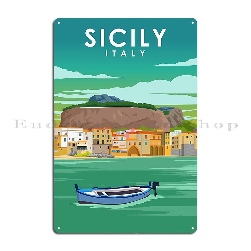 

1947 Sicily Italy Travel Poster Eternal Spring Metal Sign Garage Rusty Pub Garage Plaques Designer Sicily Italy Tin Sign Poster 30x40cm(11.8x15.7inch)