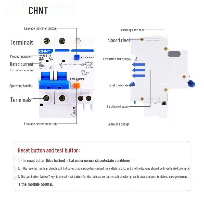 Chint NXBLE Smart RCD Circuit Breaker - Home Residual Current Protective Device