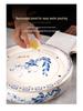 14-inch Ceramic Round Tea Tray for Gongfu Tea, with Double-Layer Water Storage