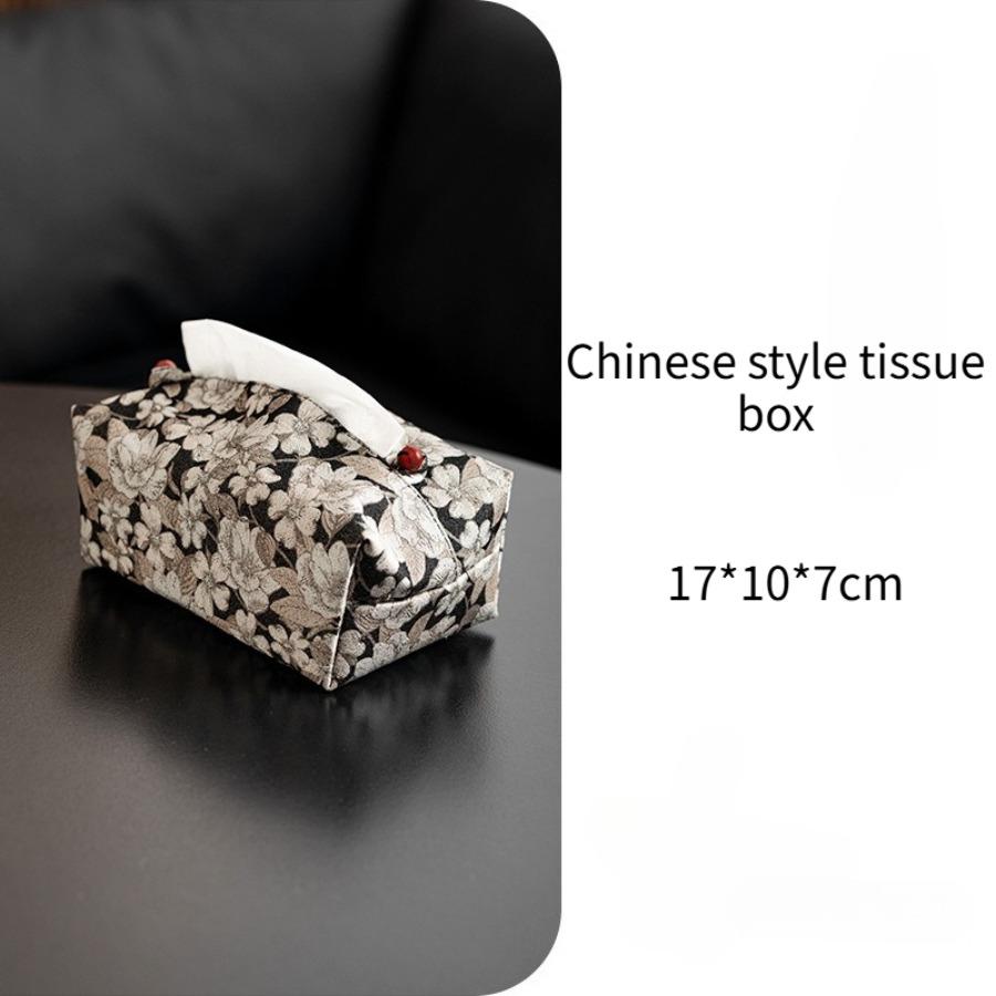Chinese Style Tissue Case Brocade Tissue Box Home Living Room Desktop Decoration Dustproof Bag Tissue Cover Napkin Accessory