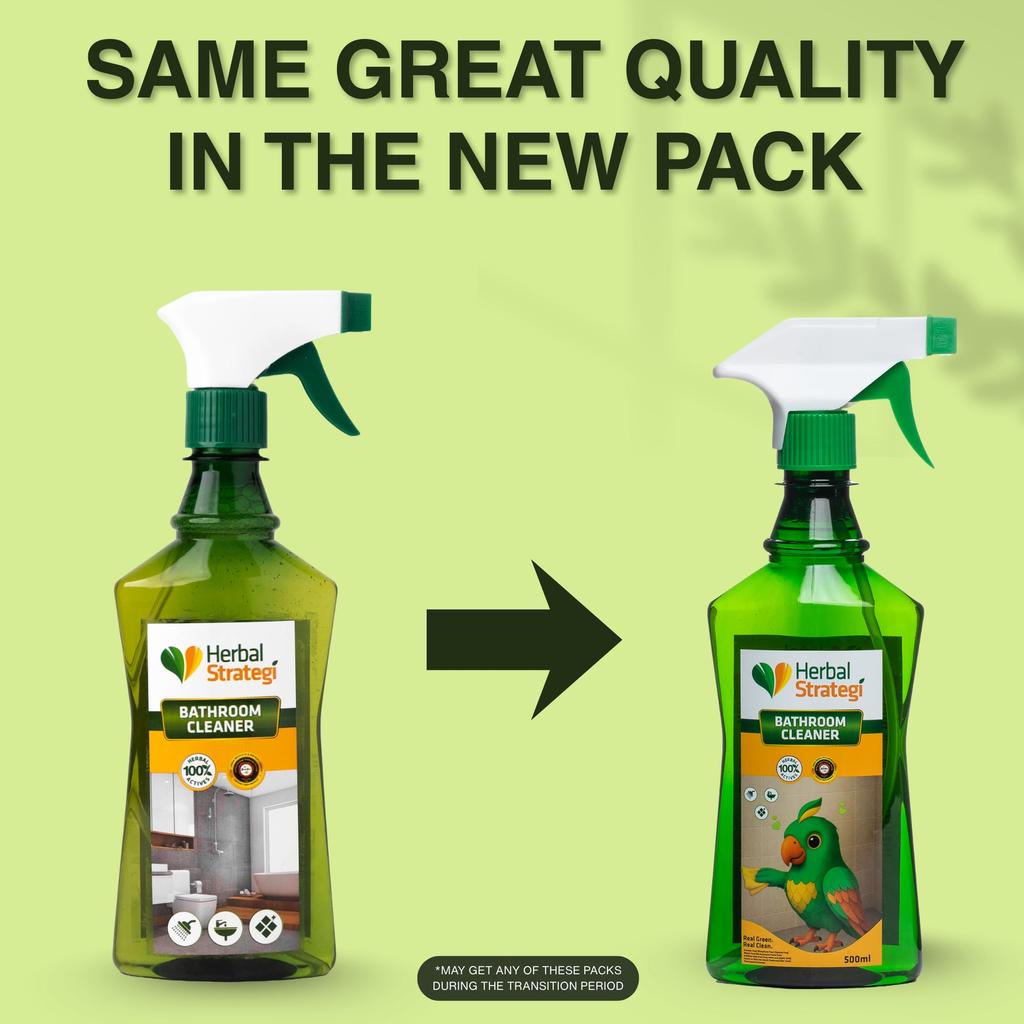 Herbal Strategi - Bathroom Cleaner | 100% Herbal | Anti-Bacterial & Removes Hard-water Stains| Eco-friendly & Biodegradable | Skin-Safe, Baby-Safe